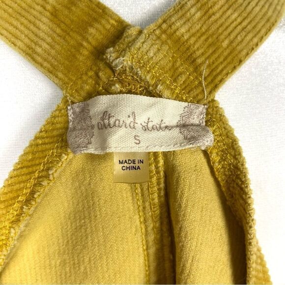 ALTAR’D STATE Women’s Corduroy Overall Dress Yellow Size Small Front Pockets - Picture 5 of 6